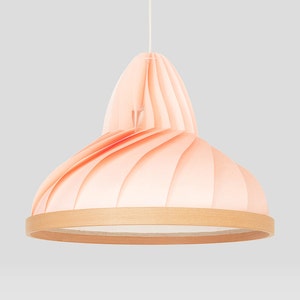 NEW: paper and wood lamp Wave pastel pink