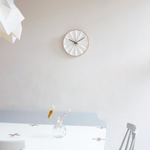 Origami wall clock white, first anniversary gift, unique paper clock with wooden frame image 3