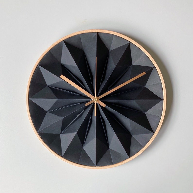 NEW: wooden origami wall clock image 1
