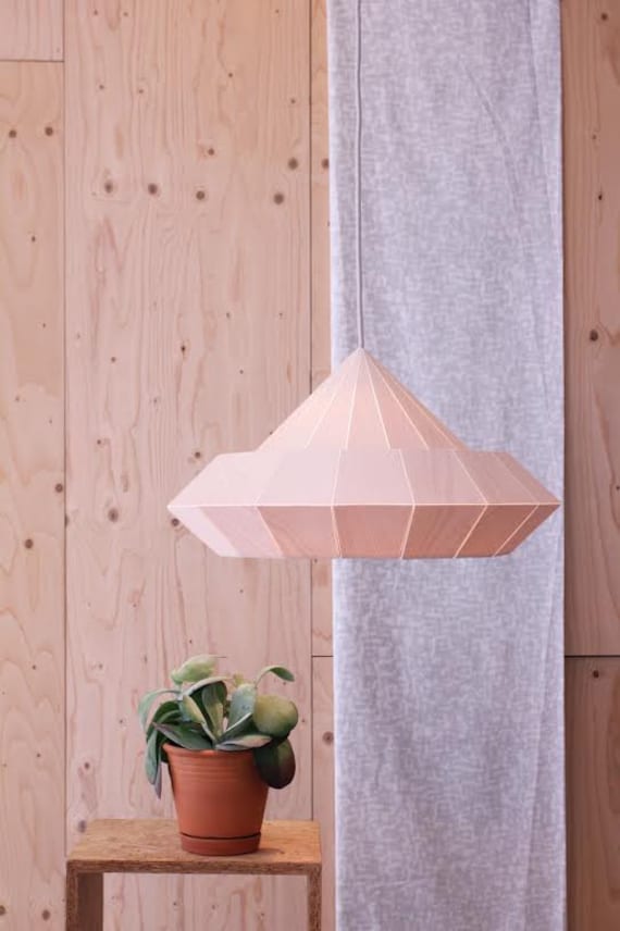 Woodpecker lamp from birch wood veneer