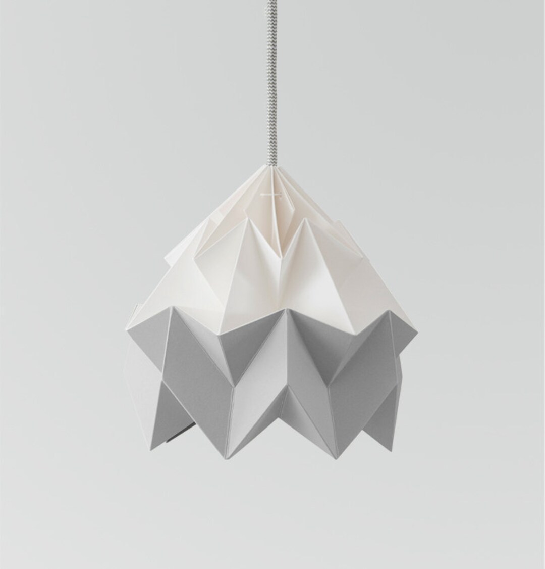 Moth Origami Lampshade Grey and White - Etsy