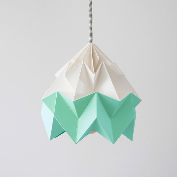 Moth origami lampshade Mint green and white