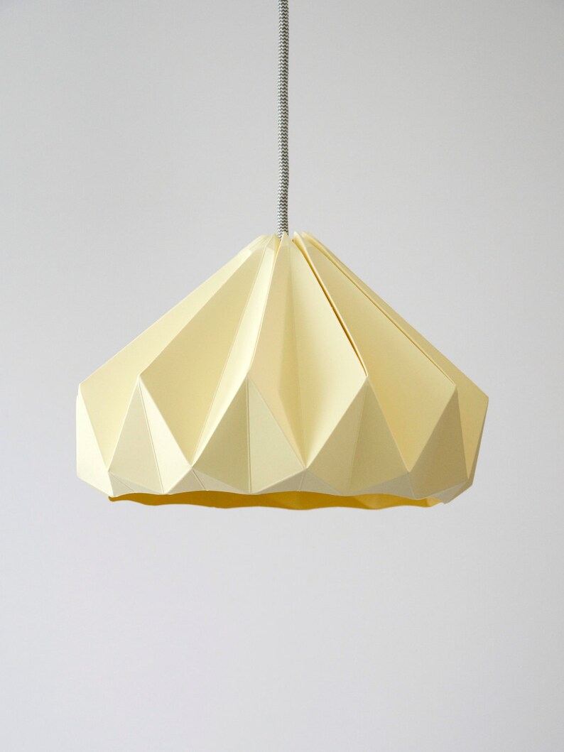 Chestnut Paper Origami Lampshade Canary Yellow Etsy