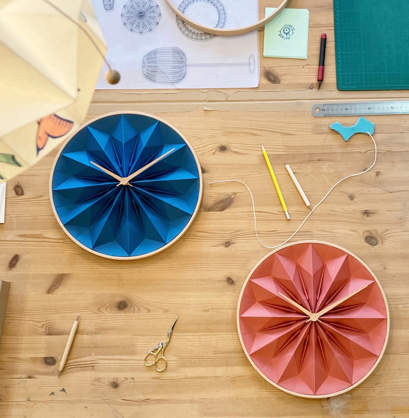 Paper Origami Clock With Wooden Frame, First Anniversary Gift, Modern ...
