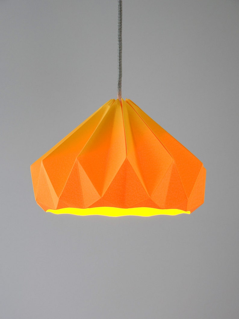 Chestnut origami hanging paper lamp shade / pendant light Gold Yellow image 3