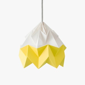 Moth origami lampshade autumn yellow and white image 1