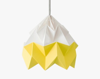 Moth origami lampshade autumn yellow and white