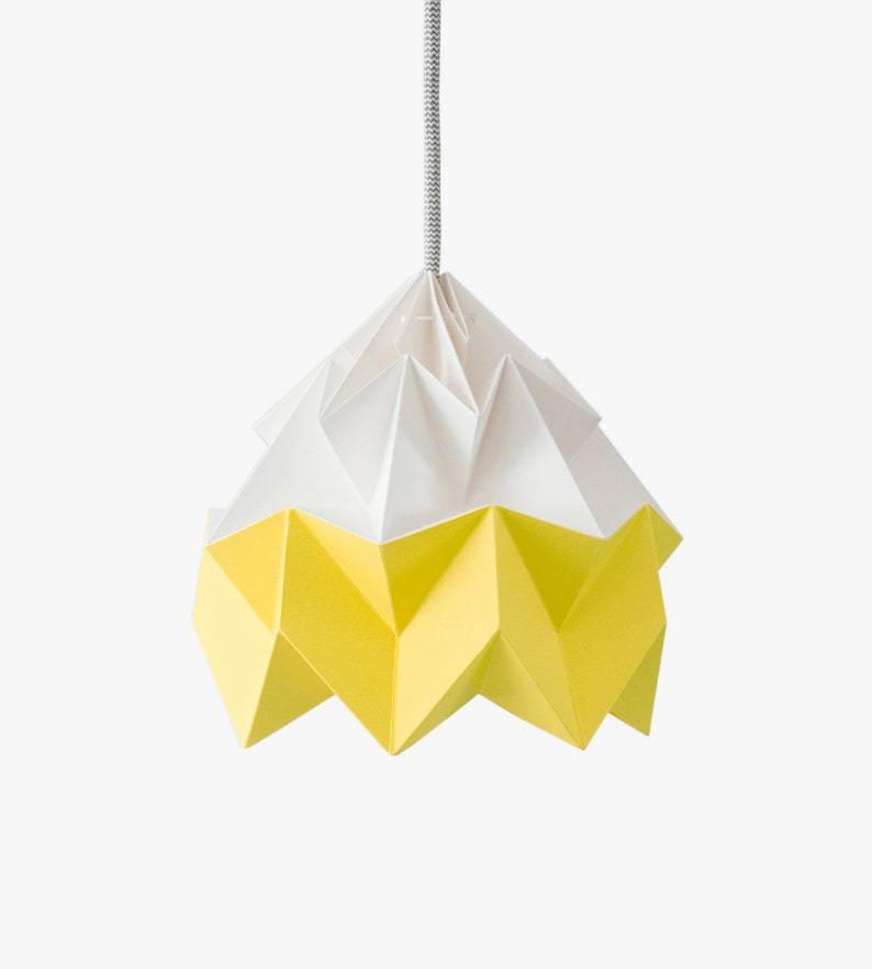 Moth origami lampshade autumn yellow and white image 1