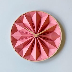 Orologio origami di carta con cornice in legno, regalo per il primo anniversario, regalo moderno e unico per l'anniversario della carta