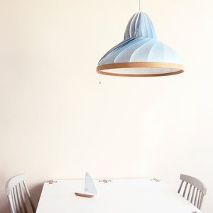 NEW: paper and wood lamp Wave pastel pink image 5