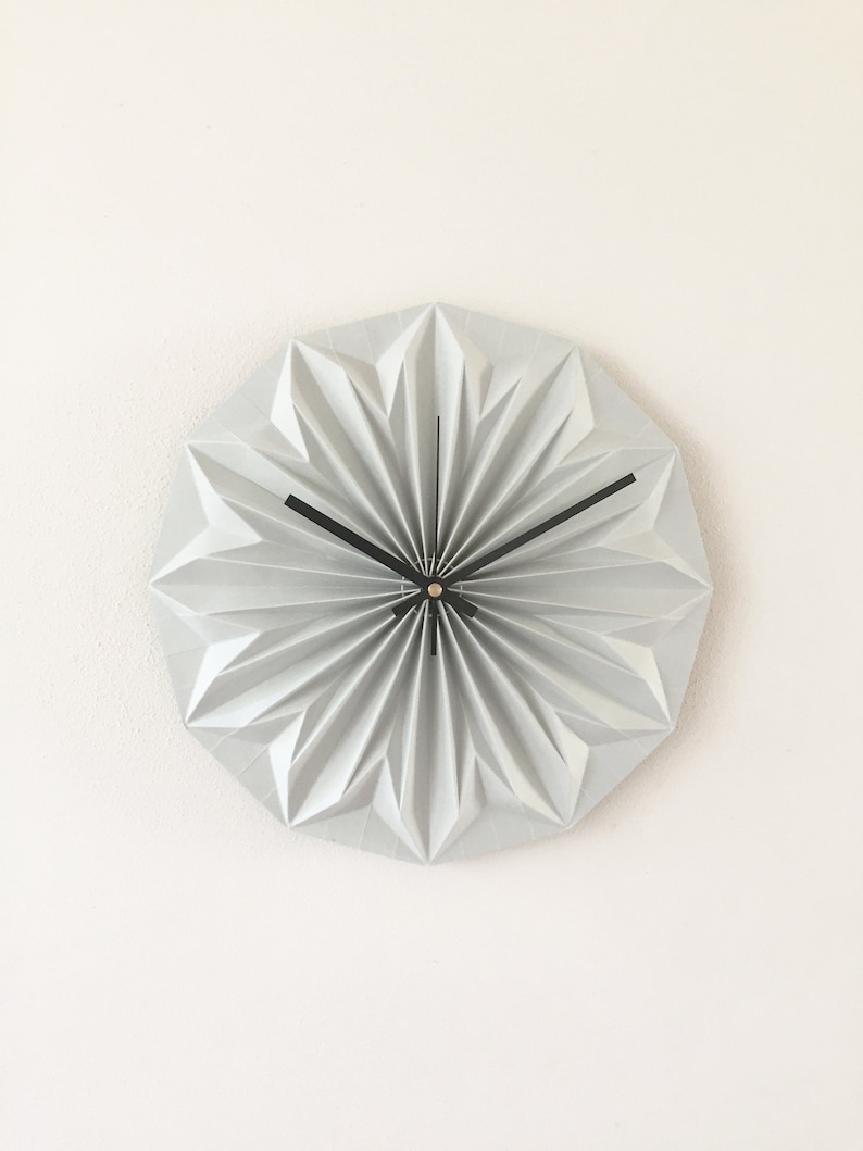 Paper origami clock, soft grey image 1