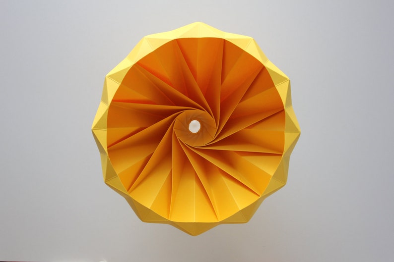 Chestnut origami hanging paper lamp shade / pendant light Gold Yellow image 2