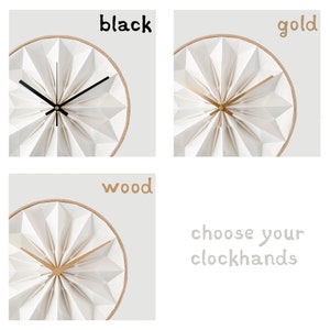 Wooden origami wall clock white image 10