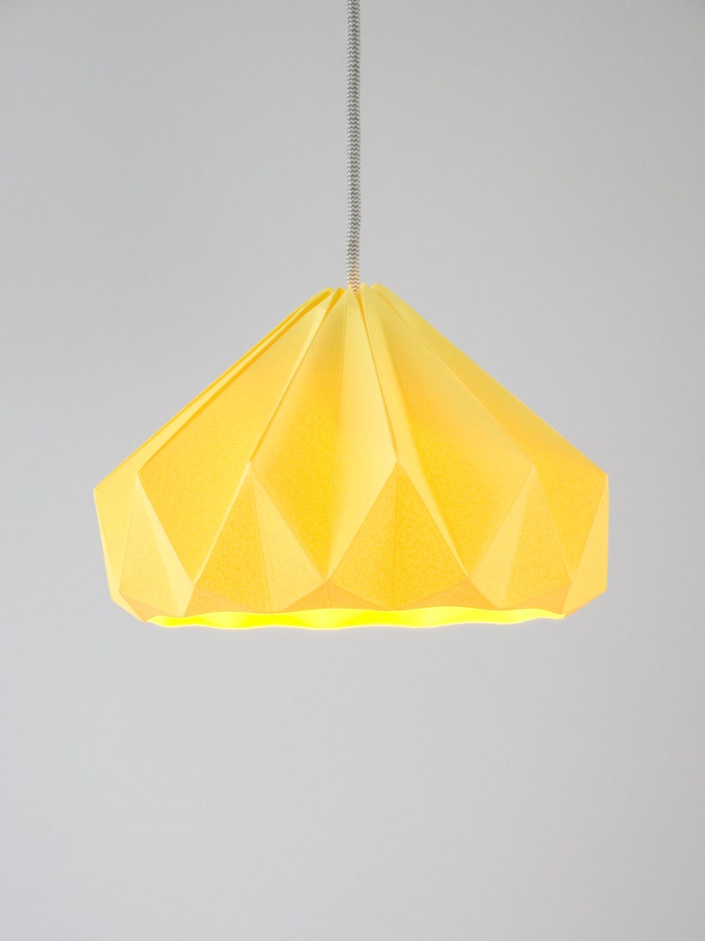 paper origami lamp Chestnut Autumn Yellow. Pendant lighting for bedroom, living room or nursery. image 2