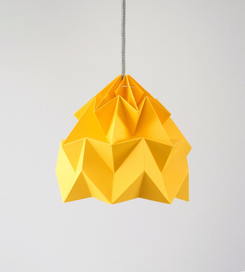 paper pendant lamp shade Moth gold yellow image 1