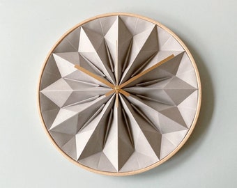 Wooden origami wall clock