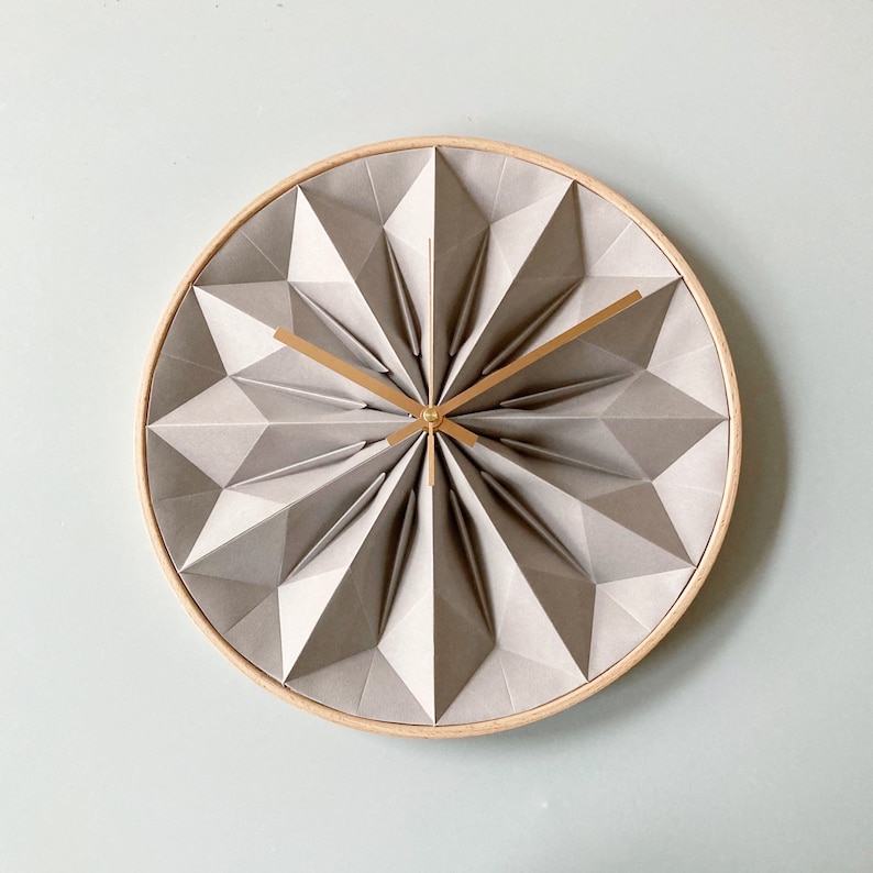 Wooden origami wall clock image 1