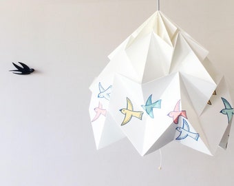 custom listing: Bird lamp, Animal lamp, Pendant Light, Pendant lamp, Pendant shade, Origami lamp Moth Birds light