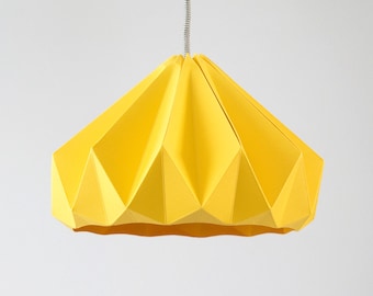 Chestnut origami hanging paper lamp shade / pendant light Gold Yellow