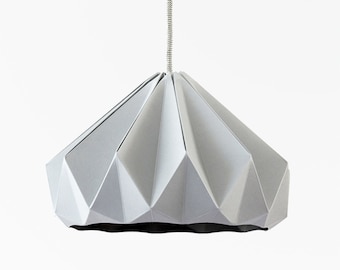 Paper lamp, origami lamp, light grey, designer lamp, pendant lighting design, origami pendant lights, nellianna