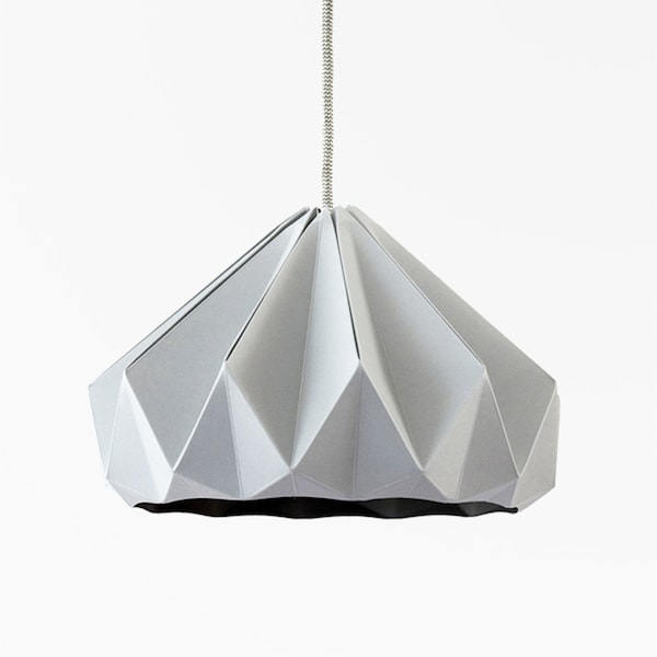 Paper lamp, origami lamp, light grey, designer lamp, pendant lighting design, origami pendant lights, nellianna