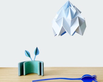 origami paper lampshade Moth blue, pendant lamp, paper lamp, geometric light