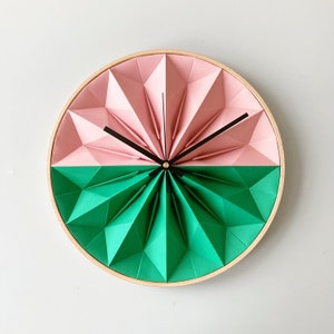 Wooden origami wall clock