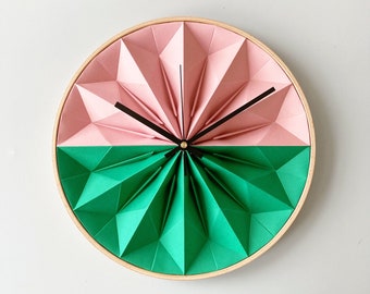 Wooden origami wall clock