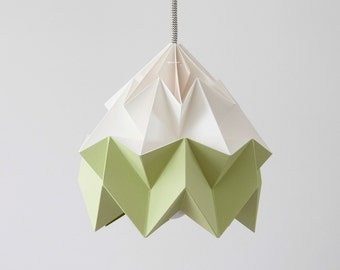 Moth origami lampshade autumn green and white