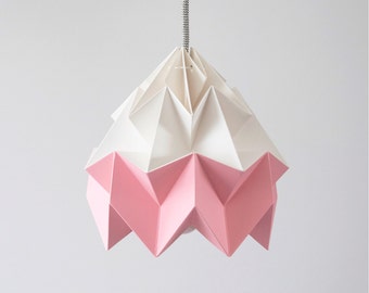 Abat-jour en origami rose et blanc