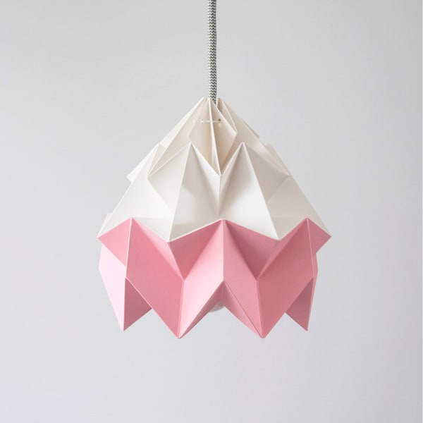 Moth origami lampshade pink and white