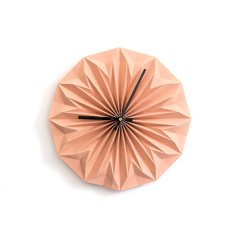 Paper origami clock, wall clock, yellow handmade clock, colorful clock