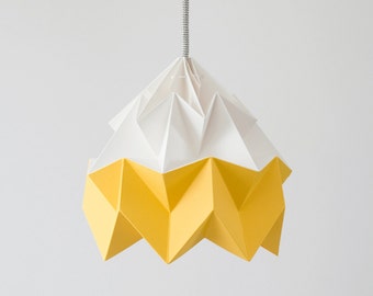 Moth origami lampshade gold yellow and white