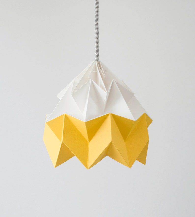 Moth origami lampshade gold yellow and white image 1