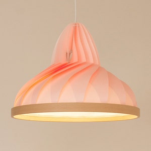 NEW: paper and wood lamp Wave pastel pink image 3
