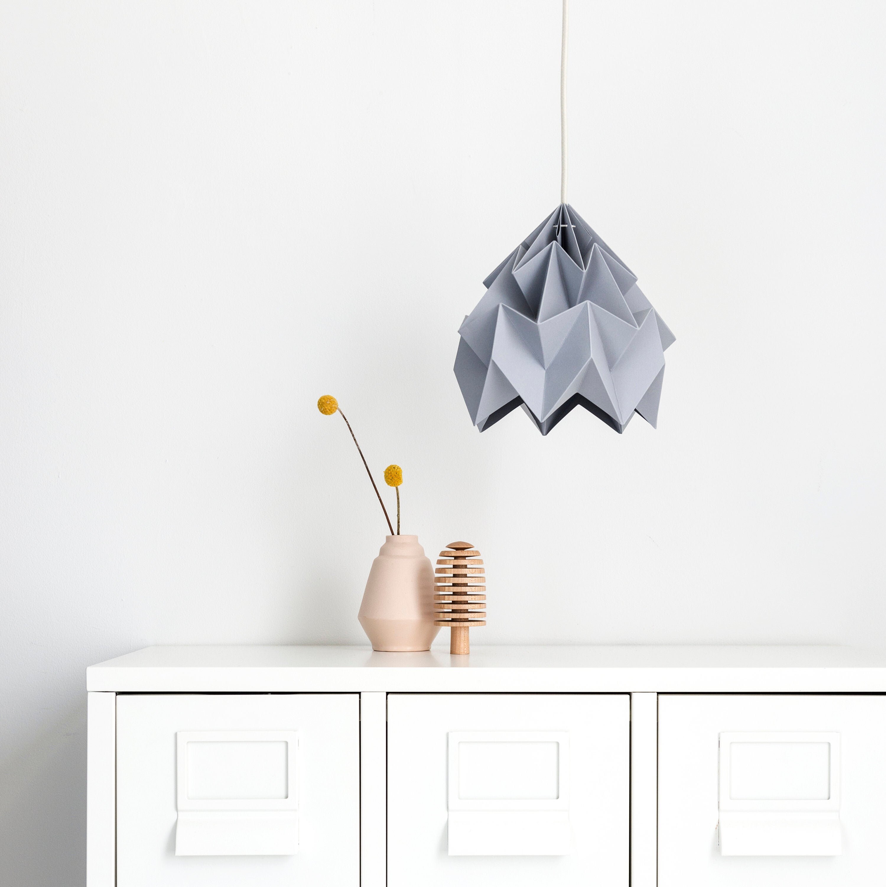 Origami Lampe en Papier Ombre Moth Gris