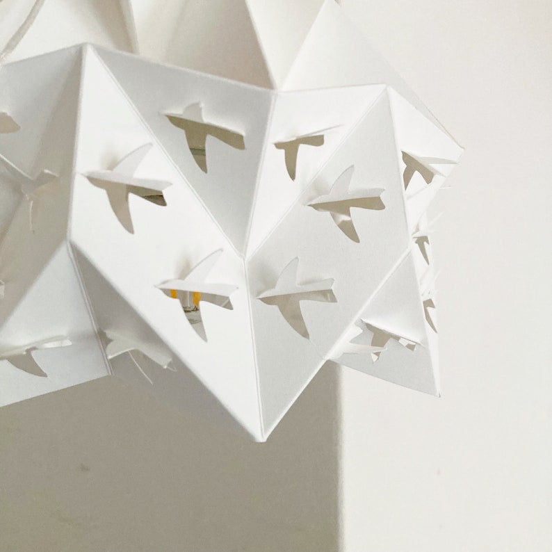 Papercut Vogel Origami Lampe Bild 2