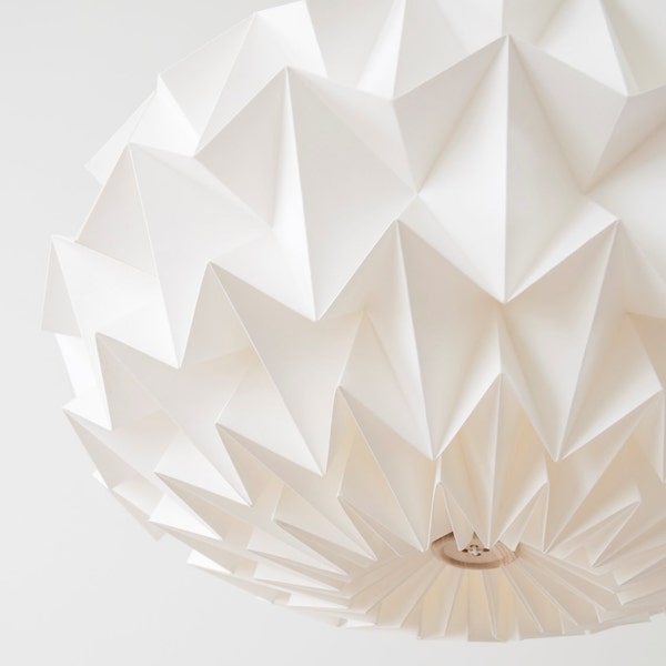 RESERVED for le cook Signature white paper origami lampshade - size XL - hanging