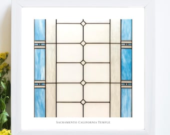 Sacramento California Temple Stained Glass Art Print – LDS Christian Wall Art (Digital Download)