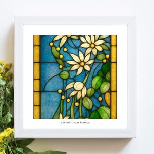 Layton Utah Temple Stained Glass Art Print – LDS Temple Digital Download, Printable Christian Wall Art, Modern Religious Decor