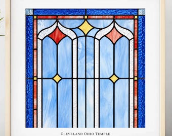 Cleveland Ohio Temple Stained Glass Art Print – LDS Christian Wall Art (Digital Download)