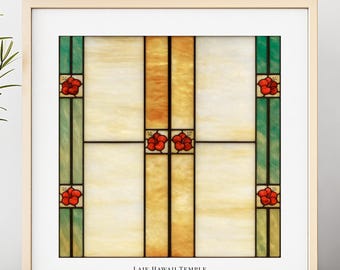 Laie Hawaii Temple Stained Glass Art Print – LDS Christian Wall Art (Digital Download)