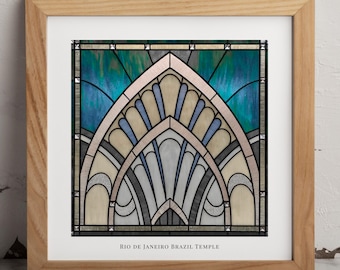 Rio de Janeiro Brazil Temple Stained Glass Art Print – LDS Christian Wall Art (Digital Download)