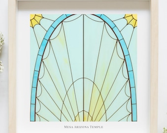 Mesa Arizona Temple Stained Glass Art Print – LDS Christian Wall Art (Digital Download)