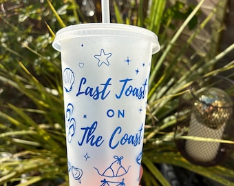 Personalised tumbler, Wedding Hen Party Favour, Custom Event Keepsake, last toast on the coast