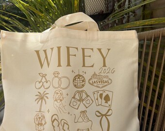 Personalised Wifey Bag | Custom Bride Gift | Wedding Day Accessories | Honeymoon Bag | Bride to Be Gift | Newlywed Tote Bag