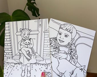 Custom Line Art Portrait – Personalised Gift - Craft - Kids Activity