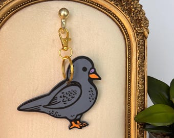 Pigeon Bag Charm | I Love NYC Series | Artist Designed Accessory | New York City Bird Purse Decor, Urban Gift for City and Pigeon Lovers