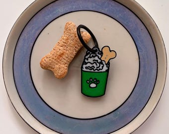 Pup Cup Pet Charm | Pet Series | Artist Designed Accessory | Fun Pet Keychain, Dog Collar Tag, Dog Mom Gift