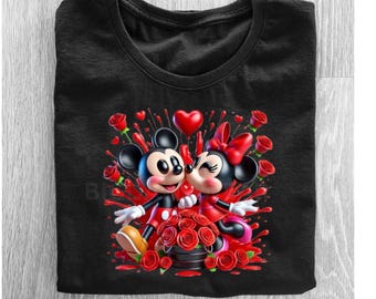 かわいい漫画のマウスカップルのバレンタインPNG – Love & Rosesデジタルダウンロード